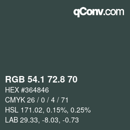 Color code: RGB 54.1 72.8 70 | qconv.com