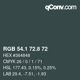 Color code: RGB 54.1 72.8 72 | qconv.com
