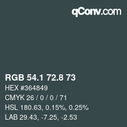 Color code: RGB 54.1 72.8 73 | qconv.com