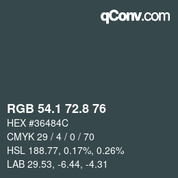 カラーコード: RGB 54.1 72.8 76 | qconv.com