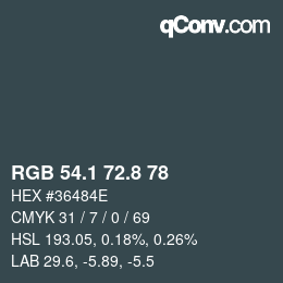 カラーコード: RGB 54.1 72.8 78 | qconv.com