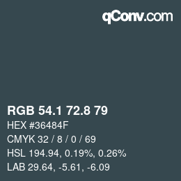 Color code: RGB 54.1 72.8 79 | qconv.com