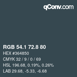Color code: RGB 54.1 72.8 80 | qconv.com