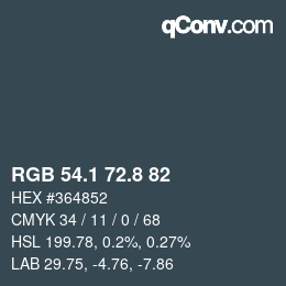 Color code: RGB 54.1 72.8 82 | qconv.com