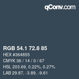 Color code: RGB 54.1 72.8 85 | qconv.com