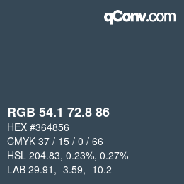 カラーコード: RGB 54.1 72.8 86 | qconv.com