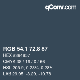 カラーコード: RGB 54.1 72.8 87 | qconv.com