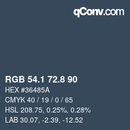 Color code: RGB 54.1 72.8 90 | qconv.com