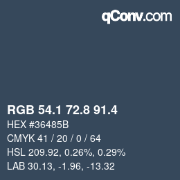 カラーコード: RGB 54.1 72.8 91.4 | qconv.com