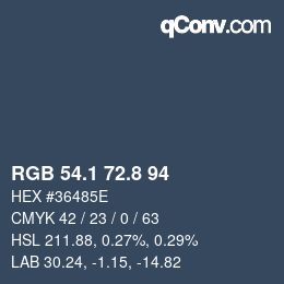 Color code: RGB 54.1 72.8 94 | qconv.com