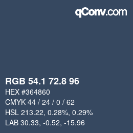 Color code: RGB 54.1 72.8 96 | qconv.com