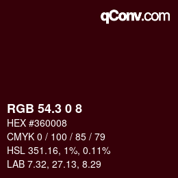 カラーコード: RGB 54.3 0 8 | qconv.com