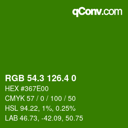 カラーコード: RGB 54.3 126.4 0 | qconv.com