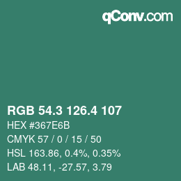 カラーコード: RGB 54.3 126.4 107 | qconv.com