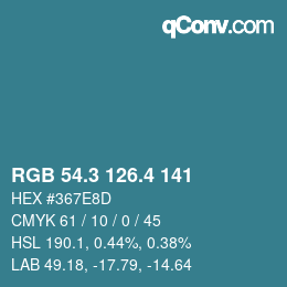 カラーコード: RGB 54.3 126.4 141 | qconv.com