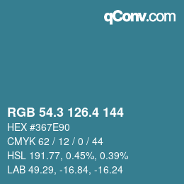 カラーコード: RGB 54.3 126.4 144 | qconv.com