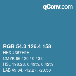 カラーコード: RGB 54.3 126.4 158 | qconv.com