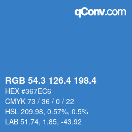 カラーコード: RGB 54.3 126.4 198.4 | qconv.com