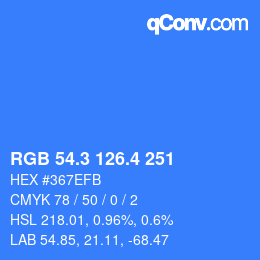 カラーコード: RGB 54.3 126.4 251 | qconv.com