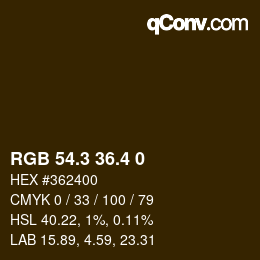 カラーコード: RGB 54.3 36.4 0 | qconv.com
