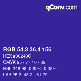 カラーコード: RGB 54.3 36.4 156 | qconv.com
