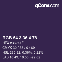 カラーコード: RGB 54.3 36.4 78 | qconv.com