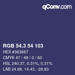 カラーコード: RGB 54.3 54 103 | qconv.com