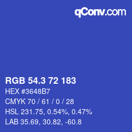 カラーコード: RGB 54.3 72 183 | qconv.com