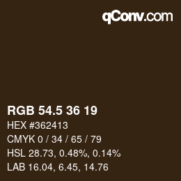 Color code: RGB 54.5 36 19 | qconv.com