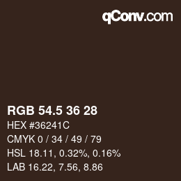 Farbcode: RGB 54.5 36 28 | qconv.com