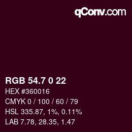 カラーコード: RGB 54.7 0 22 | qconv.com