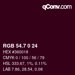 カラーコード: RGB 54.7 0 24 | qconv.com