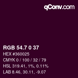カラーコード: RGB 54.7 0 37 | qconv.com