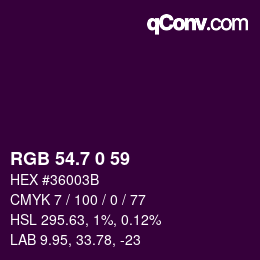 カラーコード: RGB 54.7 0 59 | qconv.com
