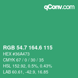 カラーコード: RGB 54.7 164.6 115 | qconv.com