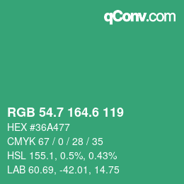 カラーコード: RGB 54.7 164.6 119 | qconv.com