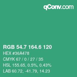 カラーコード: RGB 54.7 164.6 120 | qconv.com