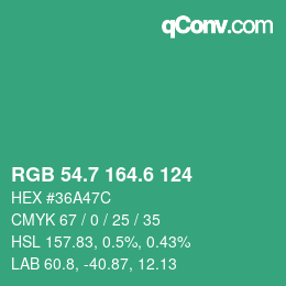 カラーコード: RGB 54.7 164.6 124 | qconv.com