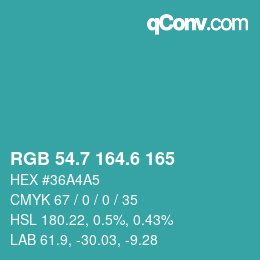 カラーコード: RGB 54.7 164.6 165 | qconv.com