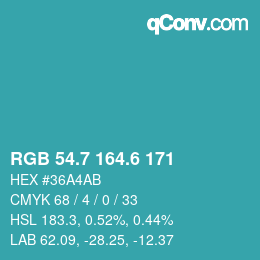 カラーコード: RGB 54.7 164.6 171 | qconv.com