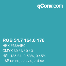 カラーコード: RGB 54.7 164.6 176 | qconv.com