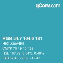カラーコード: RGB 54.7 164.6 181 | qconv.com