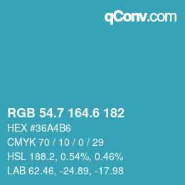 カラーコード: RGB 54.7 164.6 182 | qconv.com