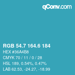 カラーコード: RGB 54.7 164.6 184 | qconv.com