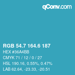 カラーコード: RGB 54.7 164.6 187 | qconv.com
