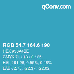 カラーコード: RGB 54.7 164.6 190 | qconv.com