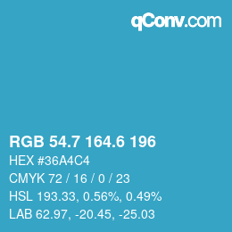 カラーコード: RGB 54.7 164.6 196 | qconv.com