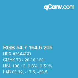 カラーコード: RGB 54.7 164.6 205 | qconv.com