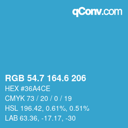 カラーコード: RGB 54.7 164.6 206 | qconv.com