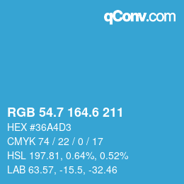 カラーコード: RGB 54.7 164.6 211 | qconv.com